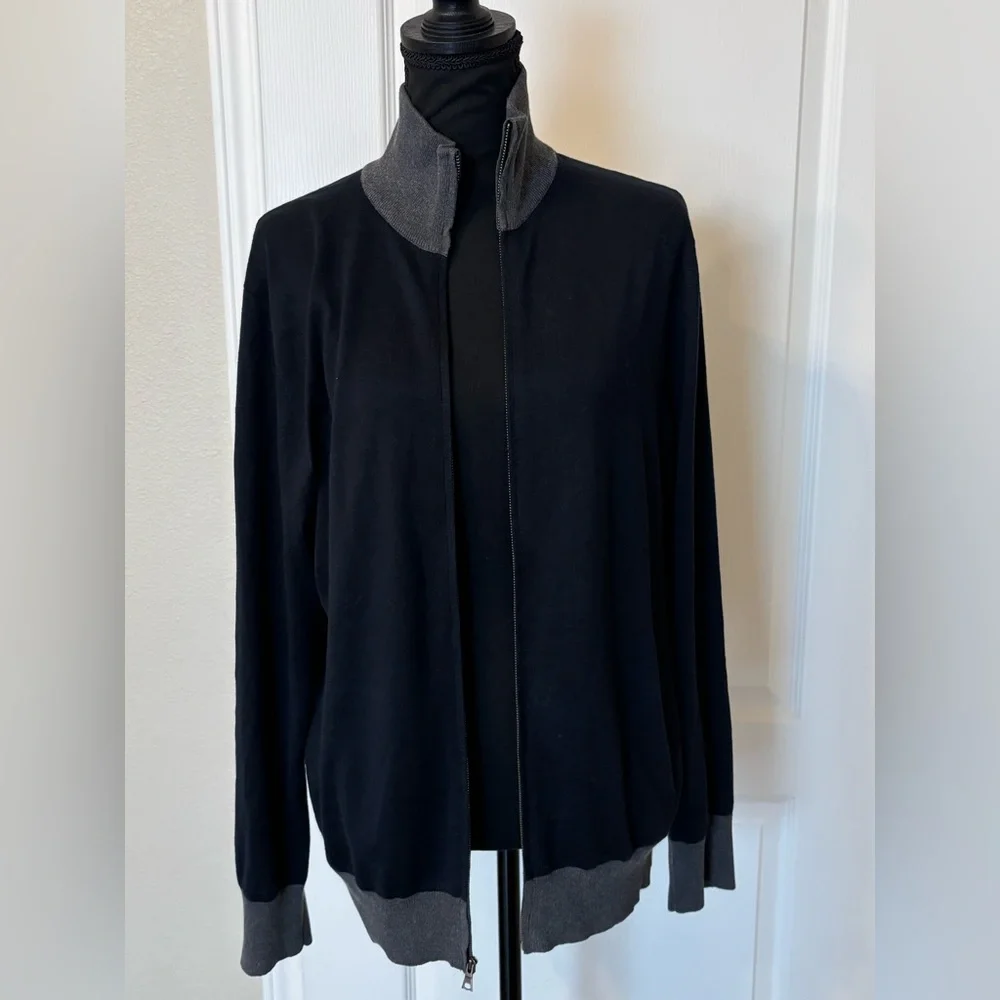 Cashmere silk Cotton Luxury Banana Republic full zip cardigan Medium two tone